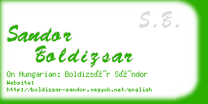 sandor boldizsar business card